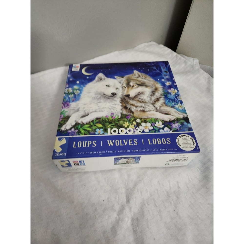 Ceaco Kayomi Wolves 1000 Piece Jigsaw Puzzle Night Moon Flowers 43360
